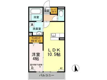 ブルーム(1LDK/2階)の間取り写真