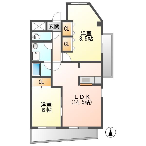 B・INSIDE249(2LDK/2階)の間取り写真
