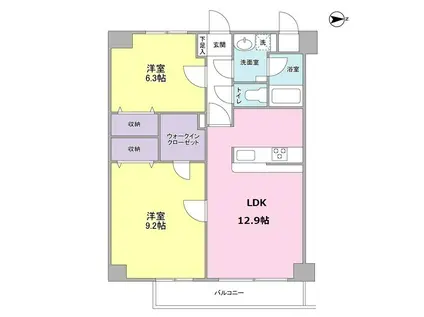 クレストコート(2LDK/2階)の間取り写真