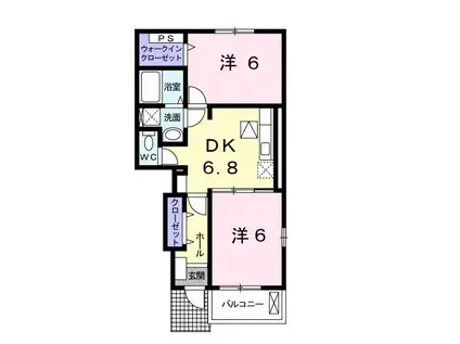 ヴァンベール V(2DK/1階)の間取り写真
