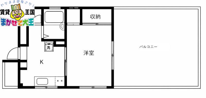 コーポ八幡(1K/4階)の間取り写真