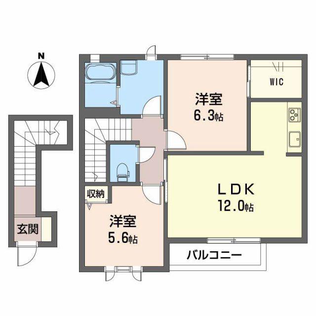 ブランシェN(2LDK/2階)の間取り写真