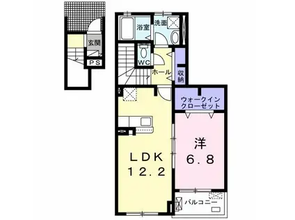 ニュー.ウィステリアB(1LDK/2階)の間取り写真