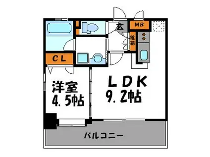 アクタス薬院III(1LDK/11階)の間取り写真
