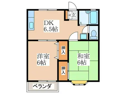 シティハイム紅葉(2DK/2階)の間取り写真