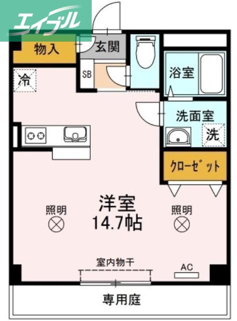 YSビル(ワンルーム/1階)の間取り写真