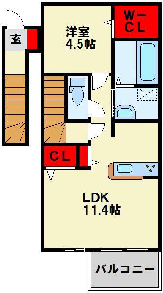 エスポワール泉台(1LDK/2階)の間取り写真