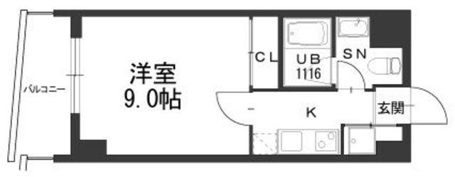 アルビオン(1K/3階)の間取り写真
