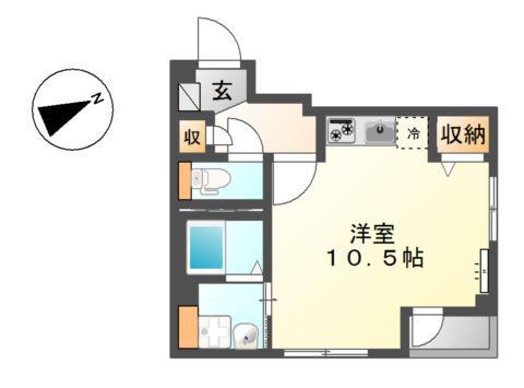 トレインサイド塚本(ワンルーム/3階)の間取り写真