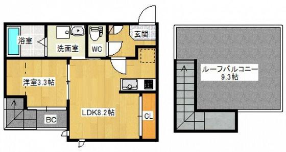 GRANDTIC AQUA(1LDK/2階)の間取り写真