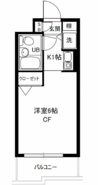 ジョイフル池上第2(1K/4階)の間取り写真