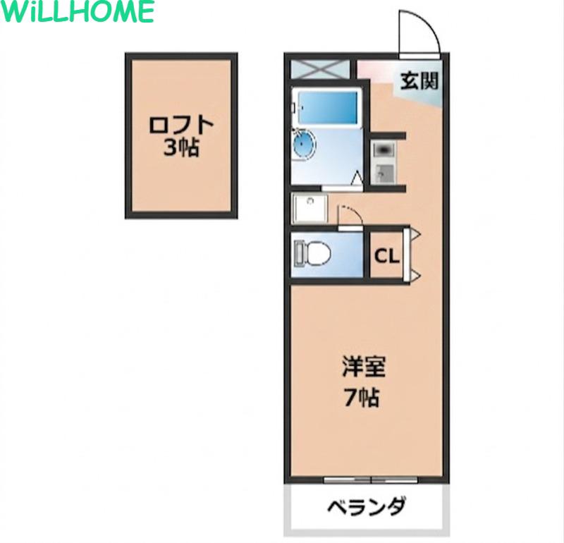 PUR紀の川(ワンルーム/1階)の間取り写真