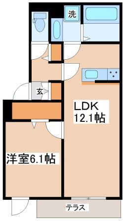 YKメゾン舞子台(1LDK/1階)の間取り写真
