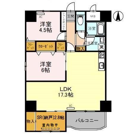 アウスピオーリ(2LDK/5階)の間取り写真