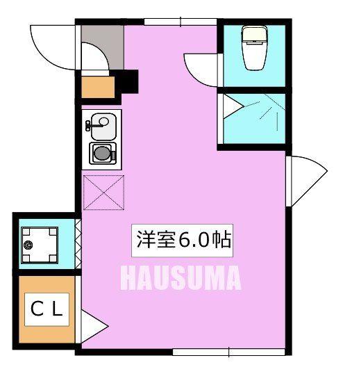 萩寺前ステーツA(ワンルーム/2階)の間取り写真