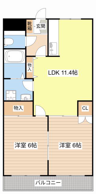 コーポ昴(2LDK/1階)の間取り写真