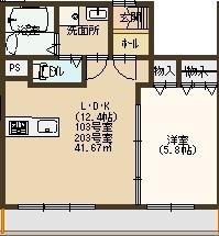 ユアメゾン桂(1LDK/1階)の間取り写真