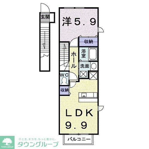 セレーノヴィオラA(1LDK/2階)の間取り写真