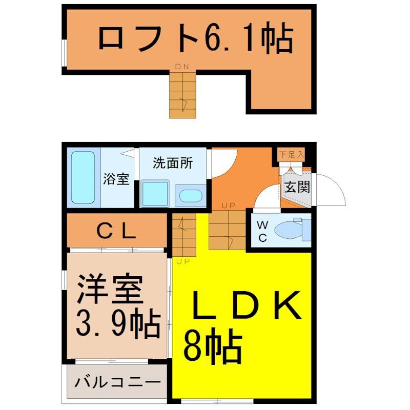 ブリリオ(1LDK/2階)の間取り写真