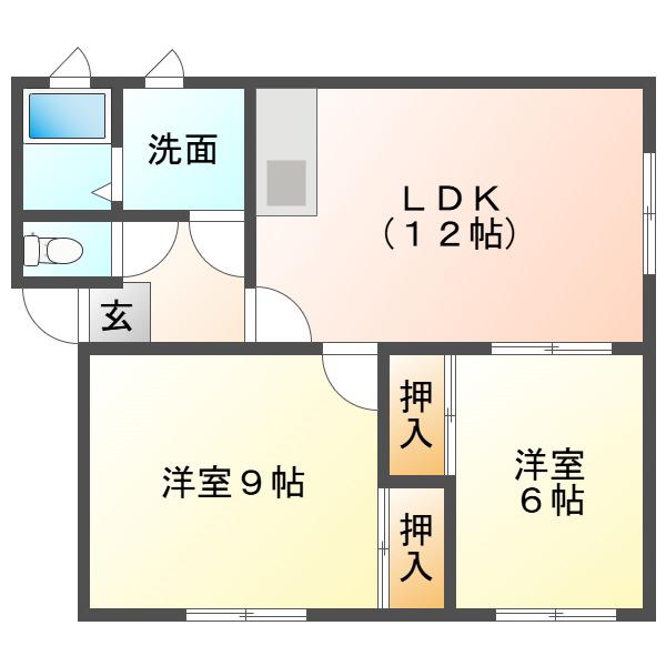 プリンスハイム美園(2LDK/2階)の間取り写真