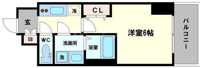 LC難波クレア(1K/3階)の間取り写真