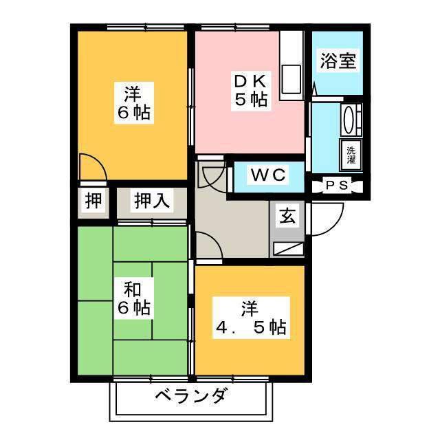 グリーンビレッジ可児 A(3DK/2階)の間取り写真