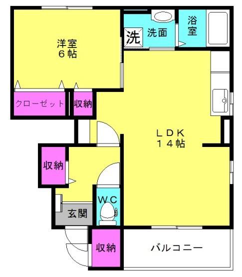 ユートピア(1LDK/1階)の間取り写真