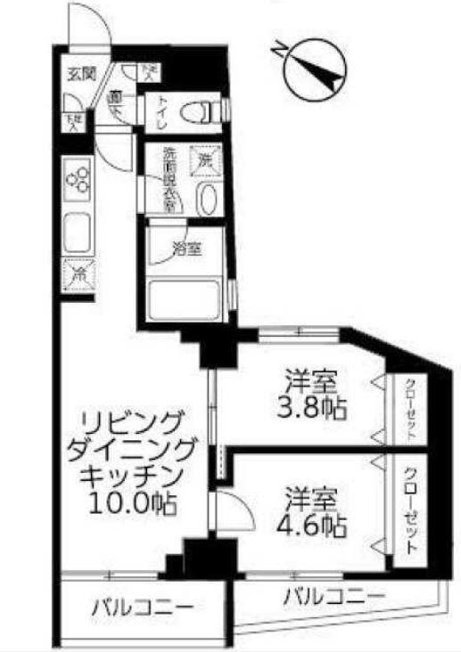 ティモーネ プレミアム東十条(2LDK/3階)の間取り写真