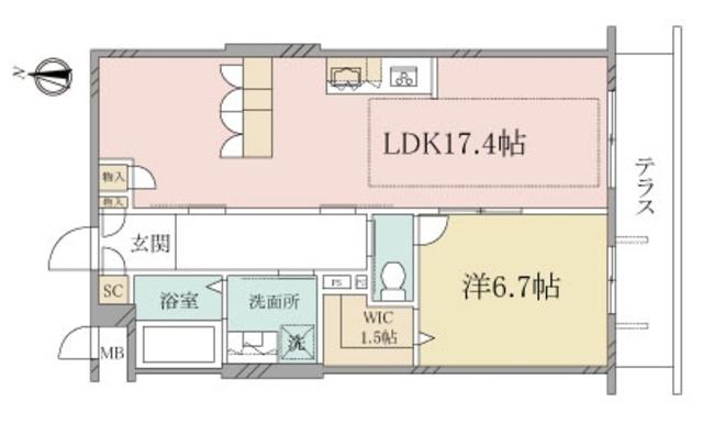 ヘーベルヴィレッジ新小岩ARK EDO(1LDK/4階)の間取り写真