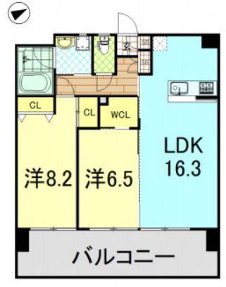 フェルト1021(2LDK/9階)の間取り写真