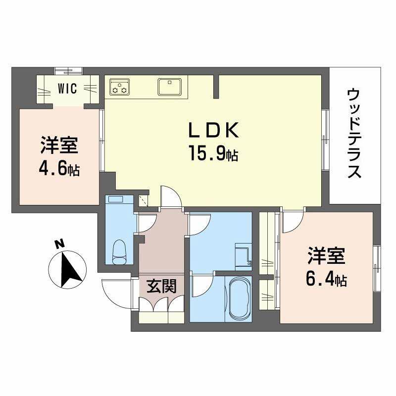 シャーメゾン ラ テラ(2LDK/1階)の間取り写真