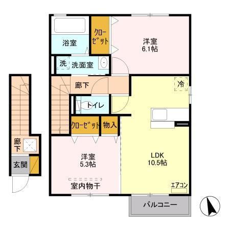 ソウル・クエスト C(2LDK/2階)の間取り写真
