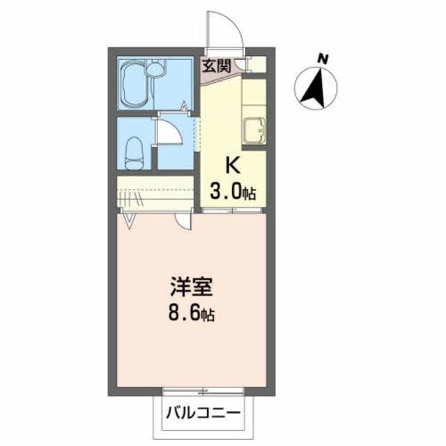 イーストパレスB(1K/2階)の間取り写真