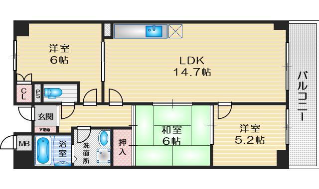 インペリアル南ヶ丘(3LDK/2階)の間取り写真
