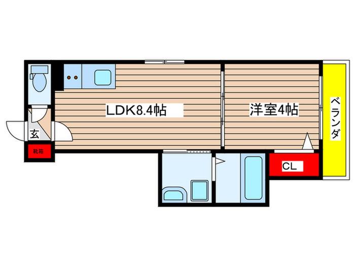 F アセシア -HK2(1LDK/2階)の間取り写真