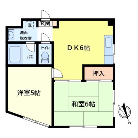 第2吉岡マンション(2DK/2階)の間取り写真