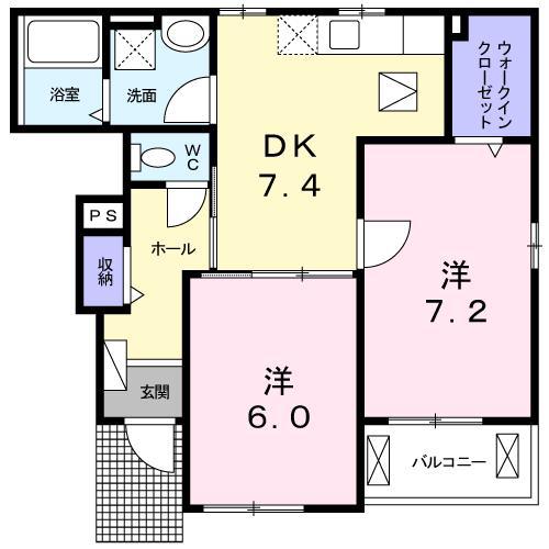 ポース アザリーII(2DK/1階)の間取り写真