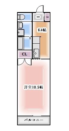 ファミーユ檀(1K/2階)の間取り写真