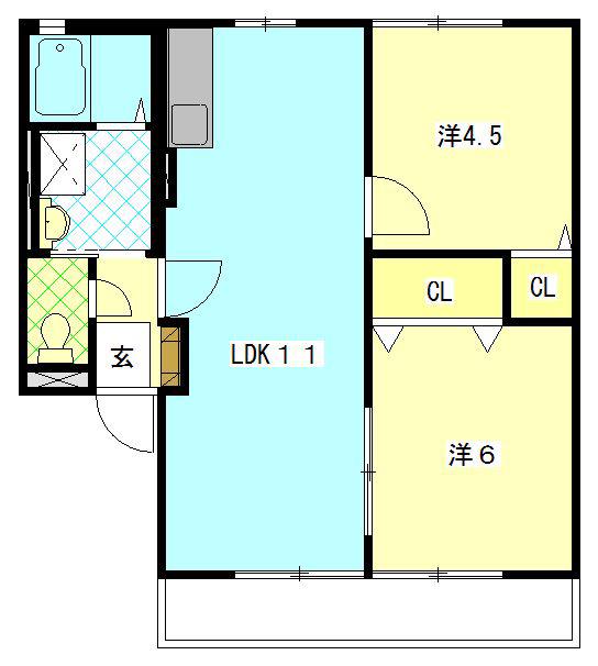 COSMOSII(2LDK/2階)の間取り写真