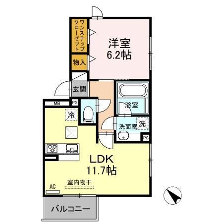 メゾンドリベルテII(1LDK/1階)の間取り写真