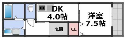 HOKURASUMAISON新今里(1DK/2階)の間取り写真