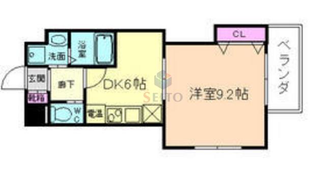 サンヴェール三国(1DK/5階)の間取り写真