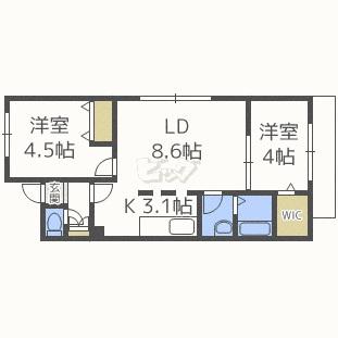 ラ・コーザ豊平ウエスト(2LDK/4階)の間取り写真