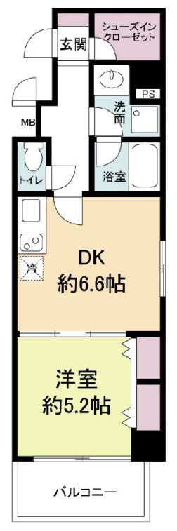 フレンシアノイエ内本町(1DK/3階)の間取り写真