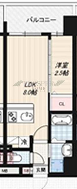 LUXE玉造南(1LDK/11階)の間取り写真