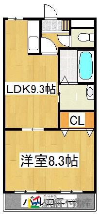 HABITATION白鳥(1LDK/2階)の間取り写真