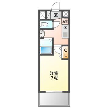 パークフラッツ金山(1K/7階)の間取り写真