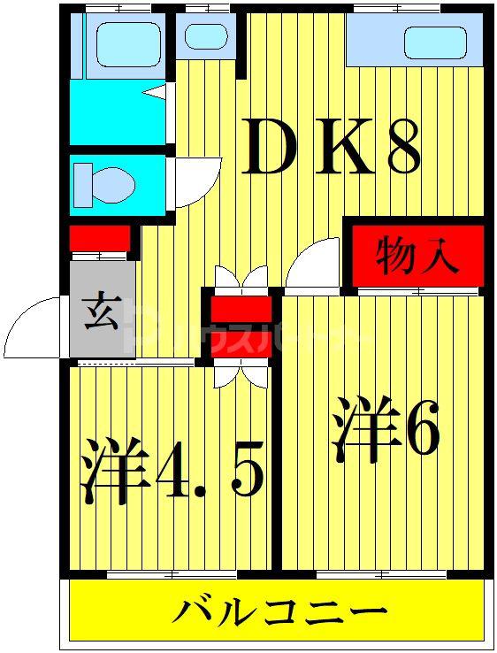 金町ナカノマンション(2DK/2階)の間取り写真