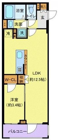 オープンブルーム溝の口(1LDK/2階)の間取り写真
