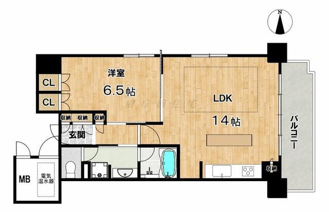 御所西夷川町アーバンライフ(1LDK/5階)の間取り写真